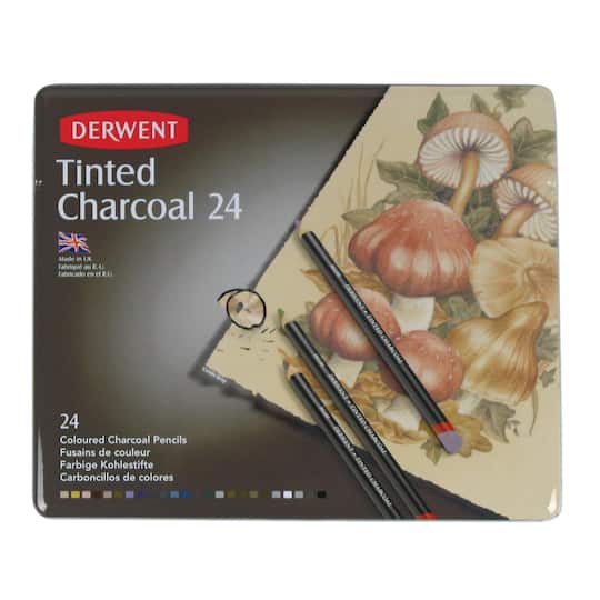 Derwent® Tinted Charcoal Pencil 24 Color Tin Set